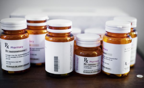 Bottles of medications for care facility