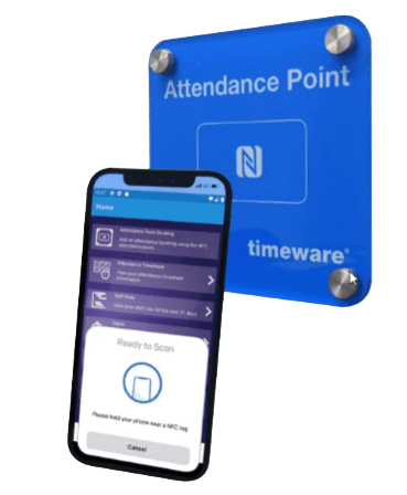 A mobile phone placed next to an attendance point