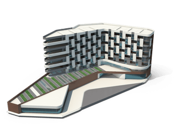 A 3D image of an office, showing multiple access points