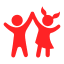 red icon of children playing