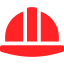 A red icon of a hard hat