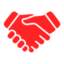 red handshake icon