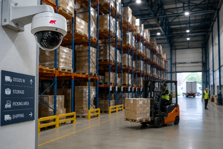 CCTV camera overlooking a logistics hub